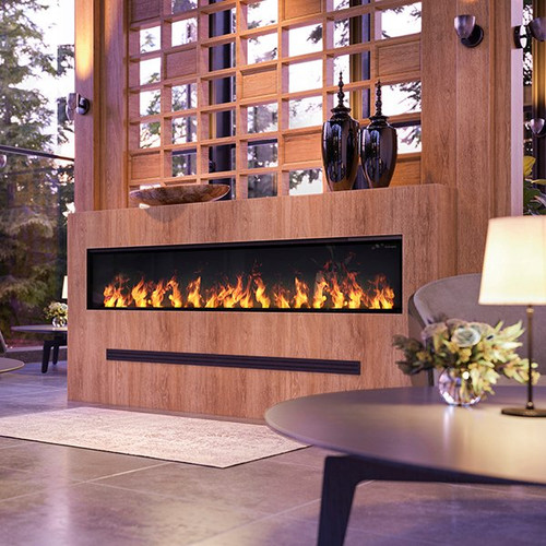 Dimplex 86" Opti-Myst Linear Electric Fireplace | Adjustable spacers allow for unique, personalized flame patterns.