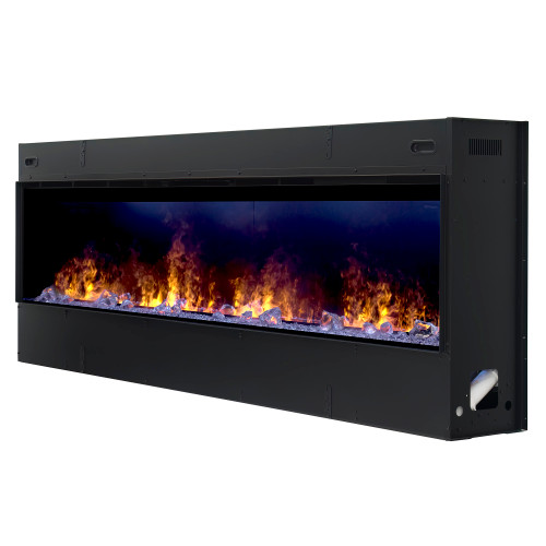 Dimplex Optimyst 86-Inch Linear Electric Fireplace | The Optimyst® Linear is a water vapor electric fireplace that creates ultra-realistic 3D flames and smoke using patented vapor technology and LED lighting.