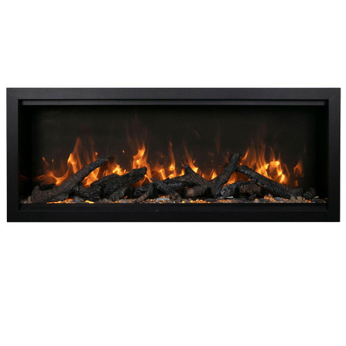 Amantii Symmetry 74" Bespoke Indoor/Outdoor Electric Fireplace | Set up the temperature you want the room to be and the heat will turn off once the temperature has been reached.
