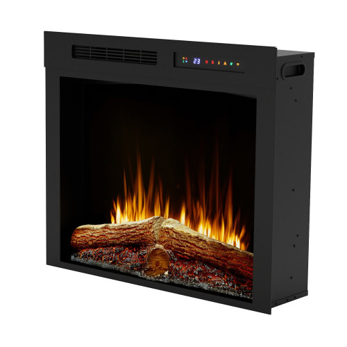 Dimplex Vital Spark 28-Inch Electric Firebox | Molded logs, a glowing ember bed, and crackling sound effects create a realistic fireside experience.