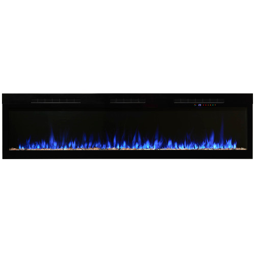 Dimplex Vital Sense 74-Inch Electric Fireplace | Adjust flame and heat settings using the Glen Dimplex Connect app, remote control, or built-in touch controls.