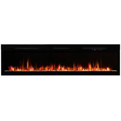 Dimplex Vital Sense 74-Inch Electric Fireplace | Shallow depth profile allows for easier integration into walls and feature surrounds.