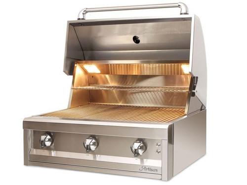 Artisan Grills 32" Artisan Series Built-In Gas Grill | Bright halogen work lights inside the grill to make cooking at night a breeze

