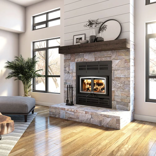 Osburn Everest III Wood Fireplace | Versatile and efficient, this wood fireplace transforms your home into a cozy nook, perfect for braving the harshest winter days.