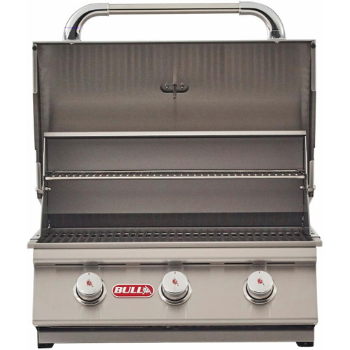 Bull 24" Steer 3-Burner Built In Gas Grill | Double walled hood retains heat and keeps it from discoloring
