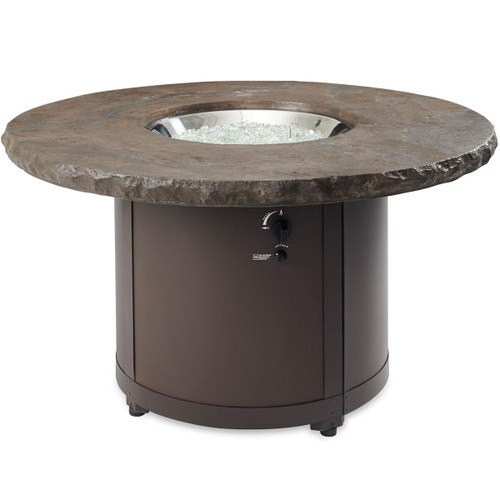 Outdoor Greatroom 48" Beacon Round Gas Fire Pit Table | Battery powered spark ignition system offers simple control over the burner
