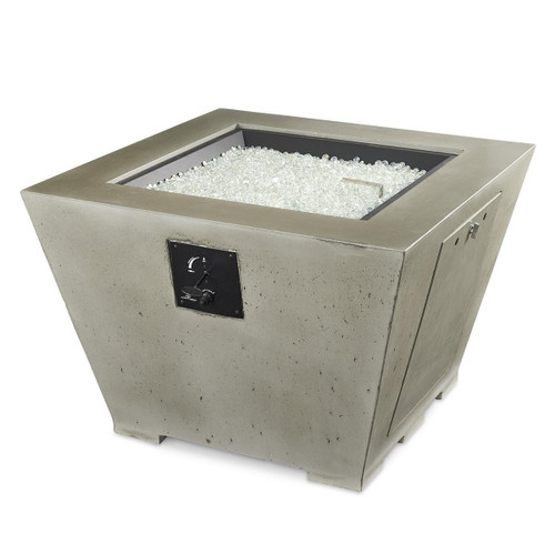 Outdoor Greatroom 38" Cove Square Gas Fire Pit | Includes grey glass burner cover and 20 lbs of diamond glass fire gems for a sparkling flame effect
