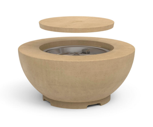 American Fyre Designs 36" Round GFRC Chat Height Gas Fire Bowl | Custom glass fiber reinforced concrete provides a lightweight and durable product