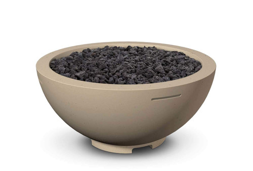 American Fyre Designs Round GFRC 32-Inch Gas Fire Bowl | Circular shape is perfect to gather around and enjoy.
