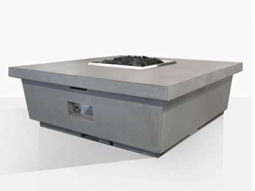American Fyre Designs Contempo Square GFRC 44-Inch Gas Fire Table | Formed from glass fiber reinforced concrete (GFRC) for strength and durability
