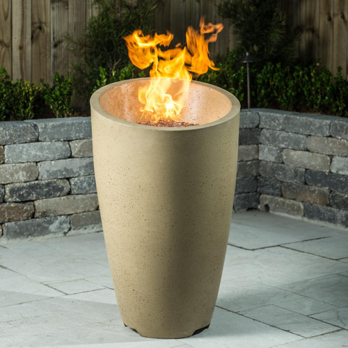 American Fyre Designs Eclipse Round GFRC 23-Inch Fire Urn | American Fyre Designs Products are individually handcrafted and finishes shown are subject to slight texture and color variation
