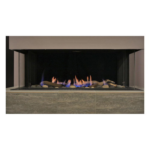 Sierra Flame Toscana 38-Inch 3-Sided Direct Vent Gas Fireplace | Everything is contained within the firebox. Able to finish with combustibles around the fireplace. No special concrete board or metal studs