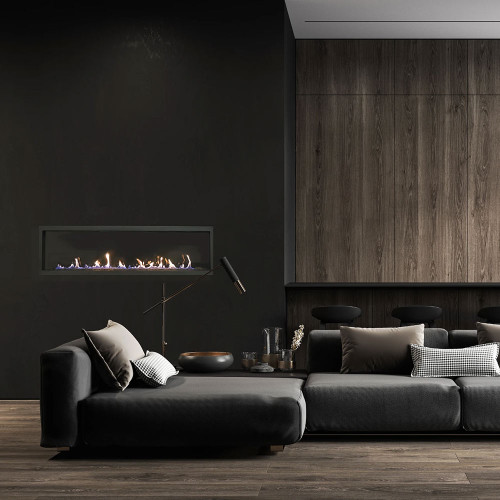Sierra Flame Austin 65-Inch Direct Vent Gas Fireplace | Linear style dual stainless steel pan burner