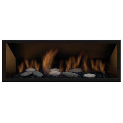 Sierra Flame Lamego 45-Inch Direct Vent Gas Fireplace | Comes standard with a glass, river pebble kit and a clean face black surround with safety screen