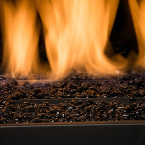 Sierra Flame Newcomb 36-Inch Deluxe Direct Vent Gas Fireplace | Black glass and 3 piece rock set