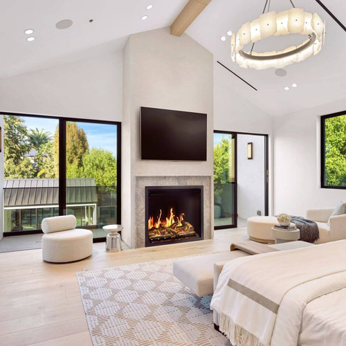 Napoleon Elevation X 42" Electric Fireplace | The powerful heater warms large spaces thanks to the robust heat output of 5,000 BTU’S / 120 / 1500 watts through plug and play or 10,000 BTU's / 240 V / 3000 watts when hardwired