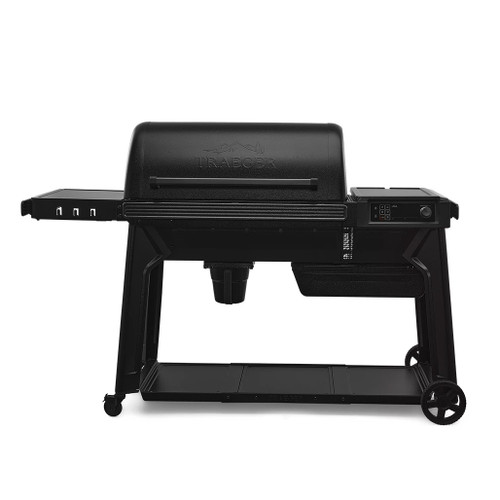 Traeger Woodridge Pro Freestanding Pellet Grill | More room to prep and plate with folding side shelf