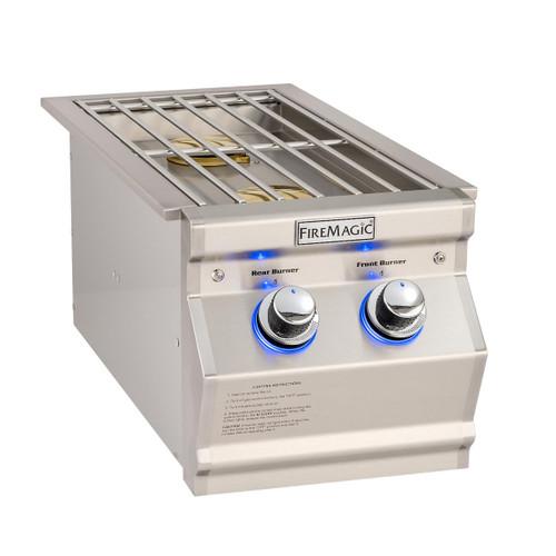 Fire Magic Aurora Built-In Double Side Burner | Two independently controlled 15,000 BTU burners provide precision flame control
