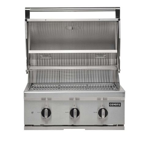 Coyote Outdoor C-Series 30" Built-In Gas Grill | Integrated wind guard and smudge-proof control panel
