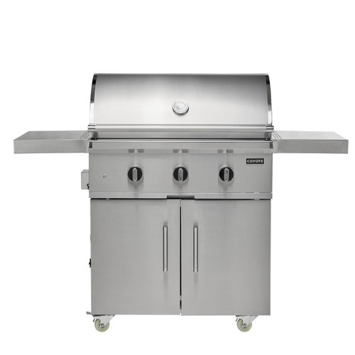 Coyote Outdoor C-Series 36" Freestanding Gas Grill | Integrated wind guard and smudge-proof control panel
