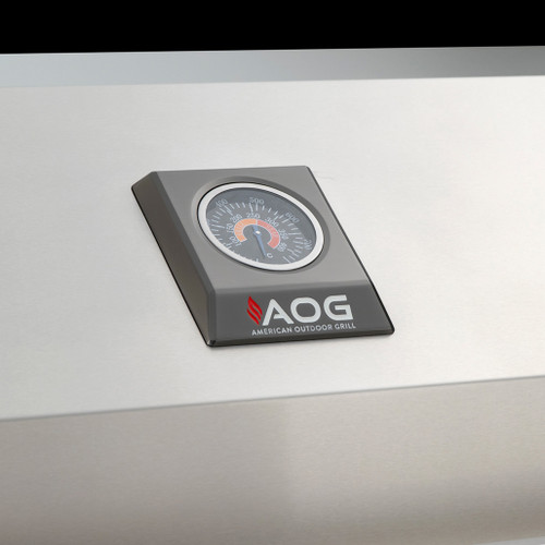 American Outdoor Grill 30" T Series Freestanding Gas Grill | This easy to read analog thermometer features a die cast alloy bezel with a gun metal finish for durability.  Reads up to 800 degrees Fahrenheit. 