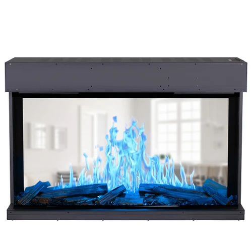 Modern Flames Nova Clear 48-Inch Virtual See-Thru Electric Fireplace | Highly realistic Tru Wood Log Set and Black Crushed Glass