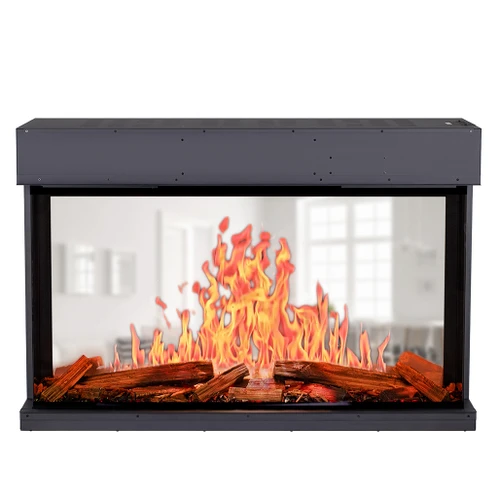 Modern Flames Nova Clear 48-Inch Virtual See-Thru Electric Fireplace | Front and back heat enabled, front heat only, back heat only, or no heat; heat cycles between off, fan, low, and high