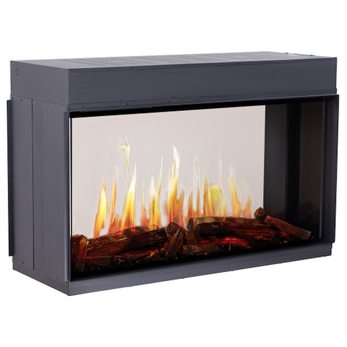 Modern Flames Nova Clear 48-Inch Virtual See-Thru Electric Fireplace | Each zone can provide up to 2,500 BTUs, or the heat can be concentrated on one side for up to 5,000 BTUs.