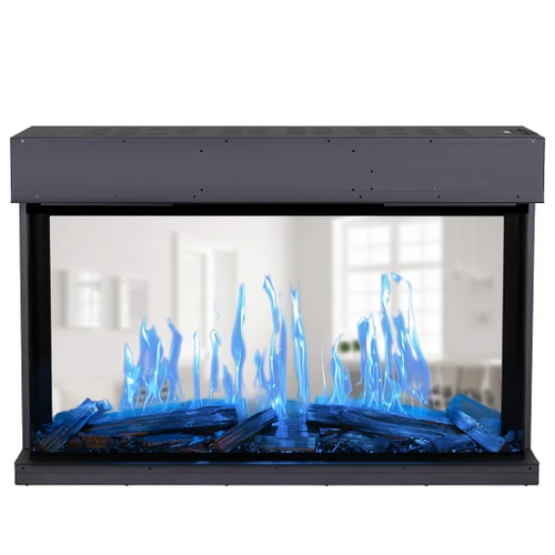 Modern Flames Nova Clear 48-Inch Virtual See-Thru Electric Fireplace | Built-in installation; supports single-sided, bay, island bay, island single-sided, floating 2x4 wall, and floating 2x6 wall installations