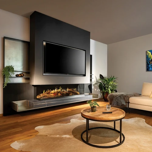NetZero E-One 160 Gen 2 Electric Fireplace | With the Atmos Heating system, you can even add a little warmth on a chilly evening or just enjoy watching the dancing flames in warmer months with the touch of a button.
