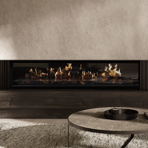 Escea LE1750 Electric Fireplace with Logs | No venting or consent is required – offering complete freedom to install anywhere and integrate seamlessly into any surround material or design.
