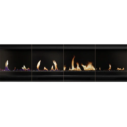 Escea LR1000 40-Inch Electric Fireplace with Black Glass | From subtle background ambience to fuller, more dynamic flames, with options inspired by gas and ethanol fires.
