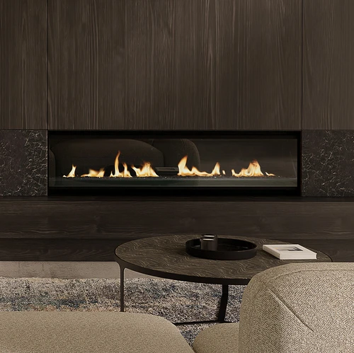 Escea LR1550 62-Inch Electric Fireplace with Black Glass | Flame-Only Mode