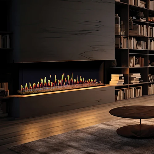 European Home TrueFlame 60" LCD Linear Electric Fireplace | E-Sided Electric Fireplace
