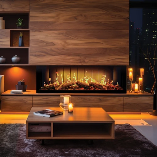European Home TrueFlame 60" LCD Linear Electric Fireplace | Multi-Sided Electric Fireplace