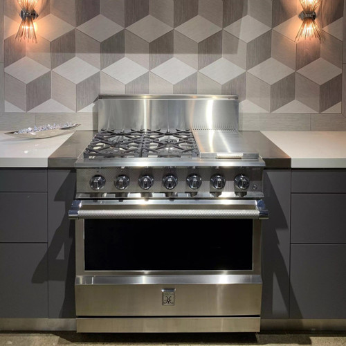 Hestan 36" KRG Series Gas Range | Chef-friendly innovations like Smart Gas control, robust electronic reignition, and easy-to-clean burner caps ensure durability and ease of use—wrapped in a signature style that looks as good as it cooks.