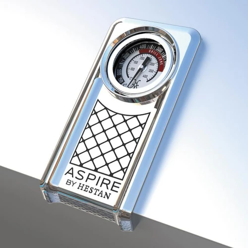 Aspire by Hestan 36" Freestanding Gas Grill | Patented monogrammed temperature gauge with cooking zone markings.