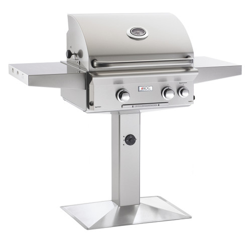 American Outdoor Grill 24" L- Series Patio Post Gas Grill | Button-activated interior halogen lighting is perfect for night grilling
