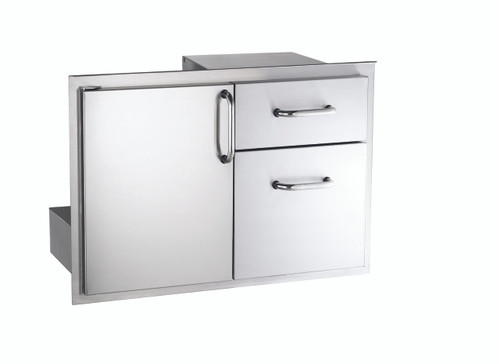 American Outdoor Grill Premium Single Door With Double Drawer | Stylish stainless steel tubular handle matches AOG grills
