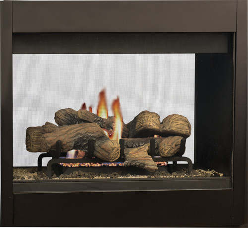 Superior 35" See Through Gas Direct Vent Fireplace | Shown with Standard Black Liner