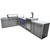 Mont Alpi 6-Burner Island with a 90-Degree Corner, Kegerator and Beverage Center | 6-burner grill unit - 43"x23"x47"