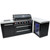 Mont Alpi 805 Black Stainless Steel Island with a 90-Degree Corner and a Fridge Cabinet | 6-burner grill unit - 43"x23"x47"
