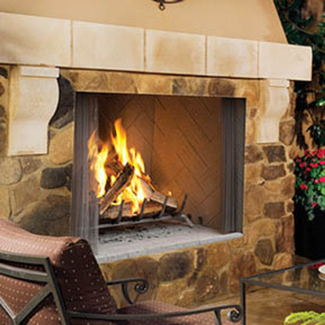 Superior 42" Outdoor Wood-Burning Fireplace - White Stacked Refractory Panels