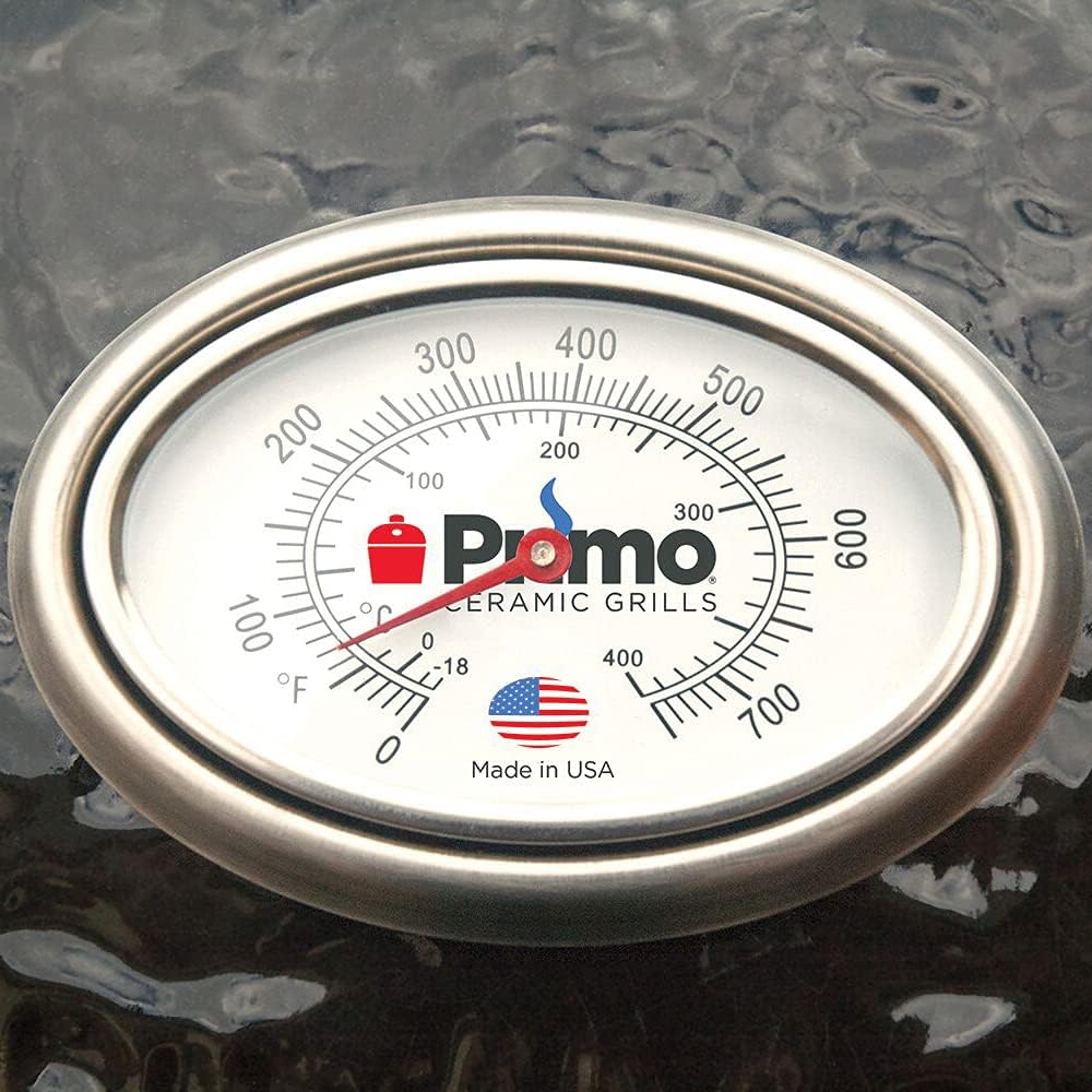Primo Round Charcoal Ceramic Kamado Grill | Built-In Temperature Gauge