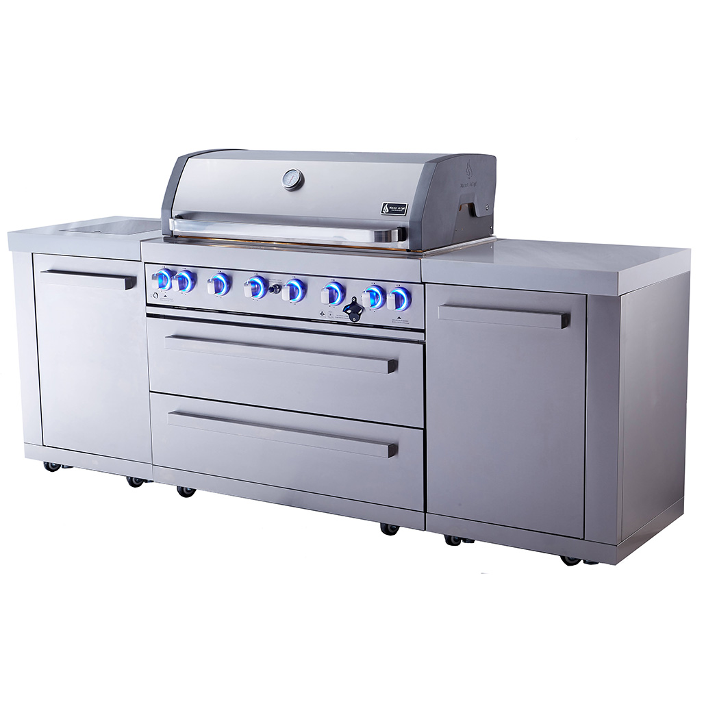 Mont Alpi 805 Outdoor Kitchen Gas Grill Island | Cooking surface 38”x18”