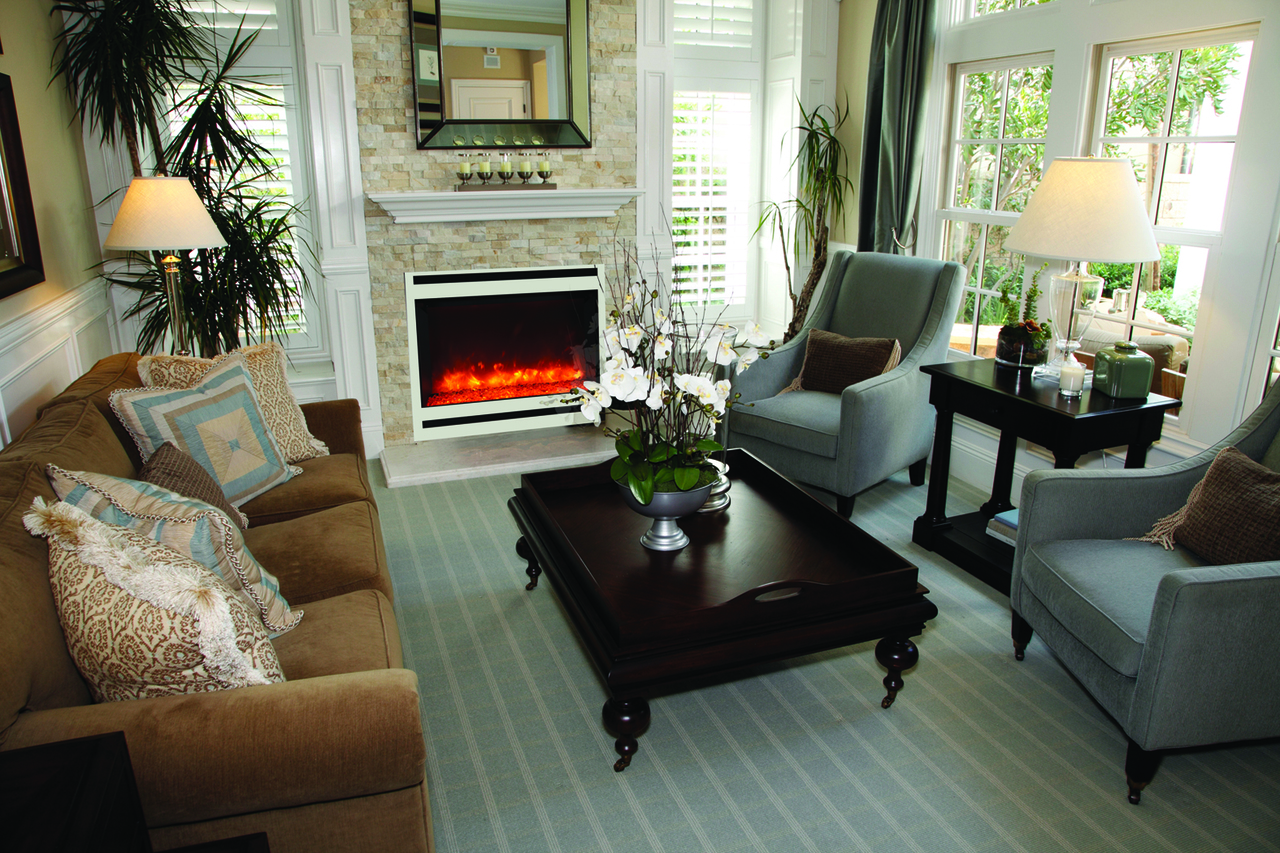 Amantii ZECL Zero Clearance Electric Fireplace Series - Temperature maintenance control - keep your space warm and cozy
