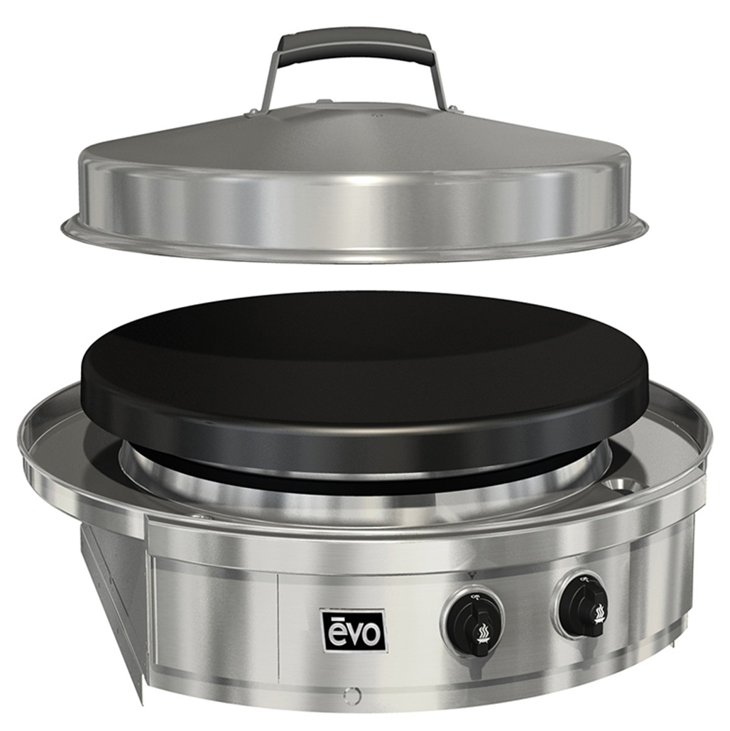 Evo Affinity 30G Outdoor 30" Drop-In Outdoor Gas Cooktop | 30” circular oil seasoned steel cooking surface