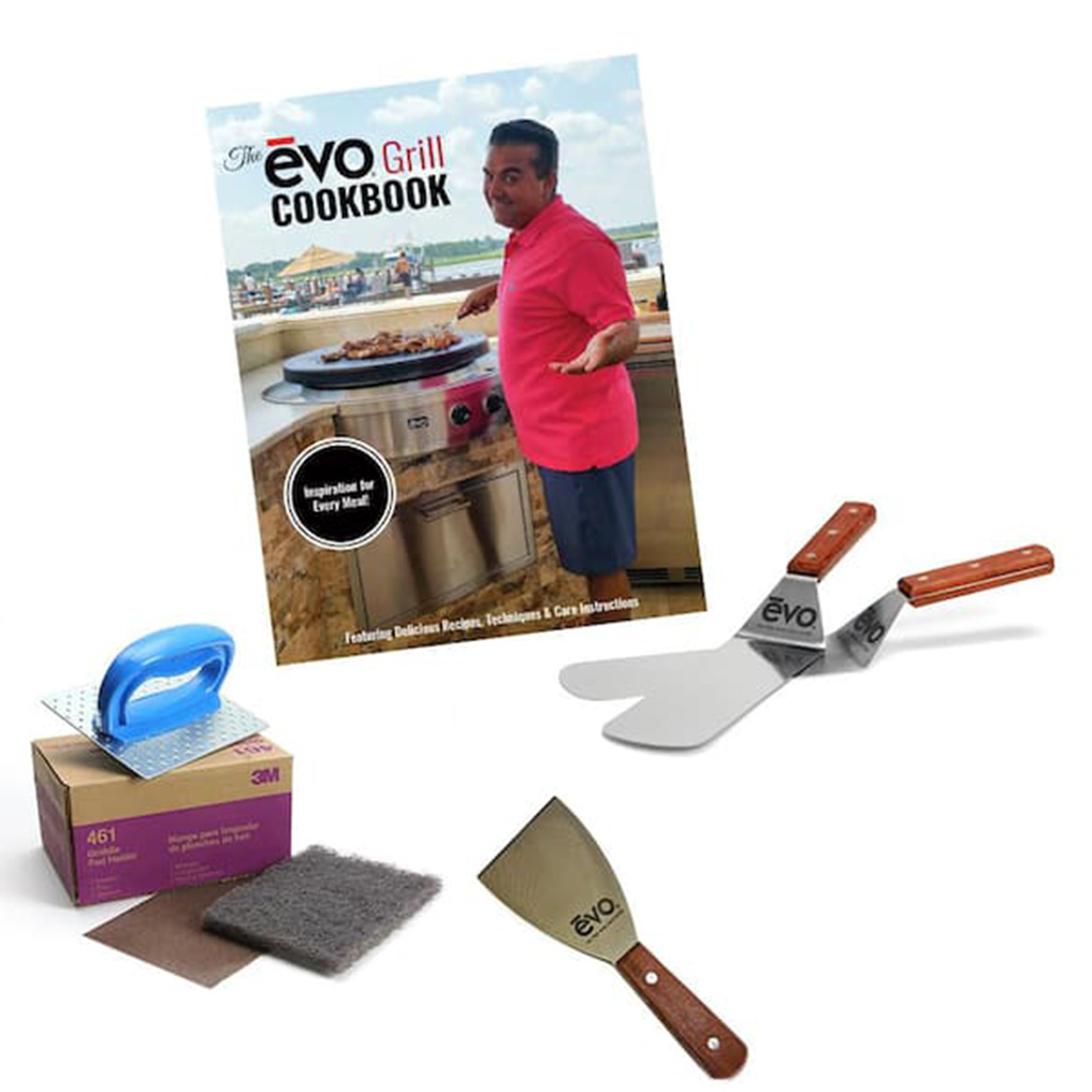 Evo Affinity 30G Outdoor 30" Drop-In Outdoor Gas Cooktop | All Evo Grills Are Shipped With: • 1 Cook Surface Cleaning Kit - Includes Handle, Pad and Screen • 2 Stainless Steel Spatulas • 1 Stainless Steel Cook Surface Scraper • 1 Evo Cookbook