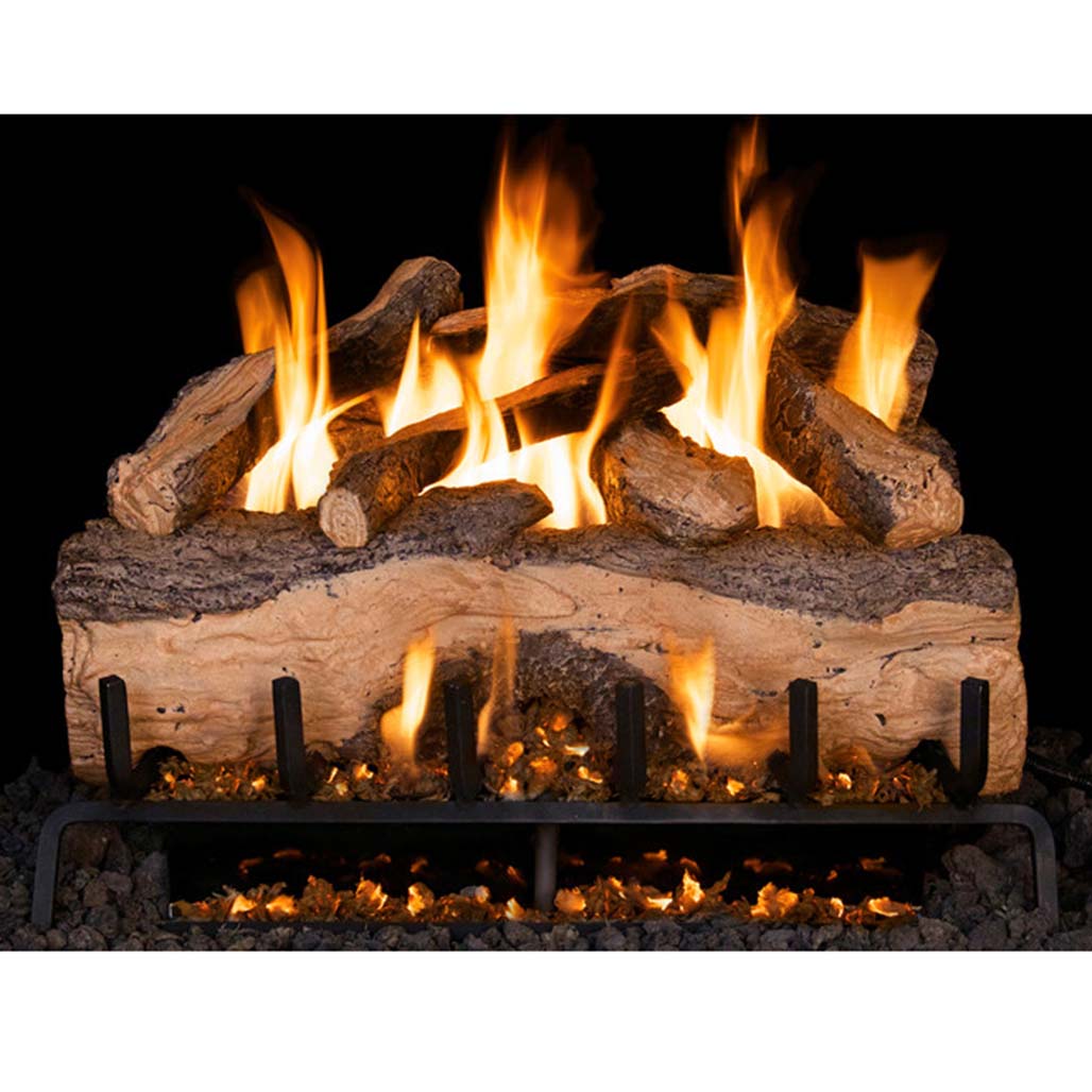 Realfyre Mountain Crest Split Oak Gas Logs with G31 3-Tiered Burner System - Superior refractory ceramics ensure the logs retain their strength at high temperatures