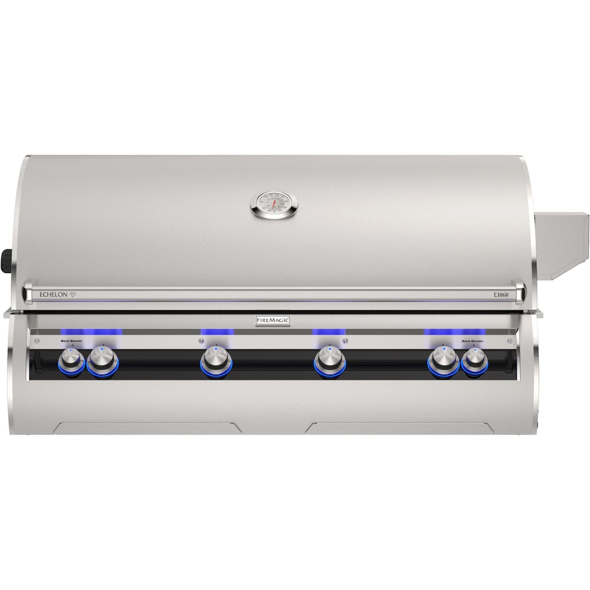 Fire Magic Analog Echelon Diamond E1060i Built-In Grill | Analog Thermometer with polished stainless steel bezel is embedded in the hood